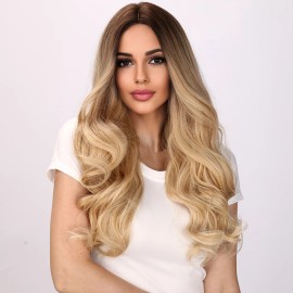 Smilco 2025 Hot Selling SMILCO 26 Ombre Golden Body Wave Without Bangs SM5018color: Gold, Stretched Length: 26 Inches