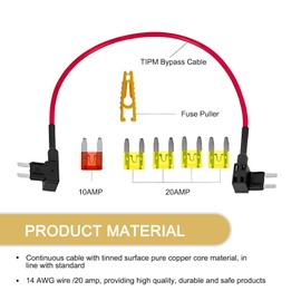 getfay 1 PC Car Fuel Pump Relay Bypass Cable Kit, Standard Fuse Adapter, 14 AWG Wire/20 Amp TIPM Bypass Cable and Puller, Compatible with 2007-2016 Dodge Jeep Chrysler Volkswagen (Multicolored)