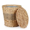 YANGQIHOME Wicker Trash Can with Lid - Water Hyacinth &