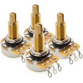 CTS 450G A500K Pots Brass Long Split Shaft 3/4 Inch 10% Audio Taper Potentiometers for Electric Guitar Bass (Set of 4)
