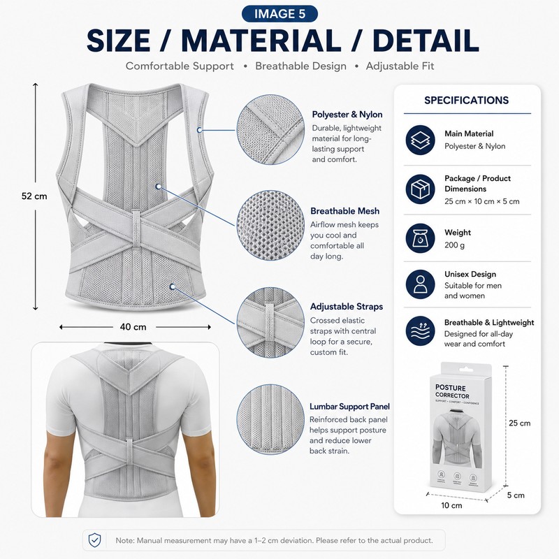 Adjustable Posture Corrector Back Brace for Daily Support – Breathable