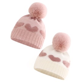 Happy Cherry Winter Warm Beanie for Baby Cozy Knit Pom Pom Hat Caps for Toddler Infant Boys Girls 0-12 Months