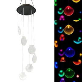 Unbranded Solar Color Changing LED Shell Wind Chimes Home Garden Yard Decor Night Lights