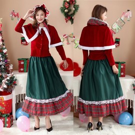 Christmas Elf Costume - New Contrast Color Role-Playing Outfit Free Size/XL Red 4ea