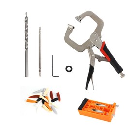 15 Degree Pocket Hole Jig Set with Metal Punch Tool for DIY Furniture Repair, Woodworking Drilling Guide