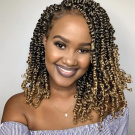 8 Inch Passion Twist Crochet Hair for Black Women 8 Packs Pre-twisted Passion Twists Hair Crochet Braids Pre-looped Bohemian Twists Synthetic Braiding Hair Extensions (12Strands/Pack,T27#)