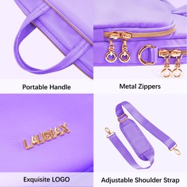 Lausiax Laptop Case Bag Women Men Computer Sleeve Compatible with MacBook/Dell/HP/Acer/ASUS, Waterproof Shoulder Carrying Briefcase, Purple, 17-17.3 Inch