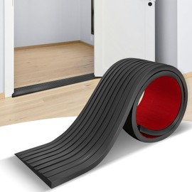 Threshold Ramps for Doorways Self-Adhesive Natural Rubber Power Wheelchair Ramp Adjustable & Cuttable, for Doorways,Sweeper, Power Scooters, Bathroom (Black, 3” Wide x 3.3' Long)