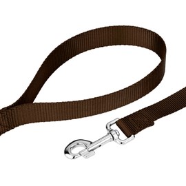 Country Brook Petz 3/4" Narrow Heavy-Duty Nylon Leash for Dogs - Traditional Style Durable Leash with Easy-to-Use Snap - Made in The USA, Brown, 4 Foot