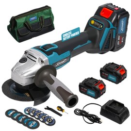 jovant 20V Cordless Angle Grinder, 4" and 4-1/2" Electric Angle Grinder Kit, 8500RPM Power Grinder Brushless Motor for Cutting/Sharpening/Removing Rust -JOVANT (2 Batteries)