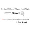 Pro-Graad 7/16 Hex to 1/2 Square Socket Extended Length Adapter