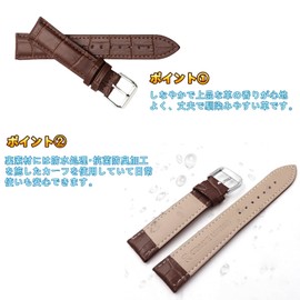 Jumpsunfun Watch Band, 0.5 - 0.9 inches (12 - 22 mm), Genuine Leather Watch Strap, Crocodile Embossed Leather Watch Strap, Watch Replacement Bell (Instruction Manual / Replacement Tool / Spring Bars