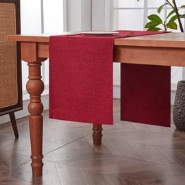 Table Runner Spill-proof Washable Rustic Farmhouse Runners Table Decorations for Kitchen Dining Centrepiece Sideboard birthday wedding party (Ruby Red, 35 x 300 cm)