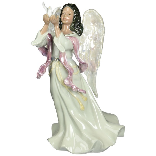 Cosmos 96571 Fine Porcelain African American Angel Musical Figurine, 9-1/8-Inch , Green