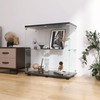 LFT HUIMEI2Y 4-Shelf Brown Glass Display Cabinet with Double Doors,