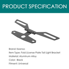 Motorcycle Number Plate Bracket, Adjustable Motorbike Number Plate Holder Motorcycle Flip Up License Plate Bracket Tail Light Holder Bracket for Motorcycle ATV Dirt Bike