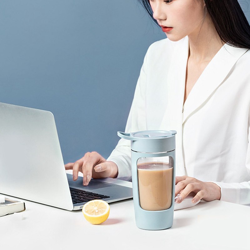 Electric Shaker Bottle 650mL USB Charging Portable Blue BPA Free