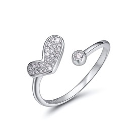 PEARLOVE 925 Sterling Silver Adjustable Ring Stackable Open Rings for Women&Girls