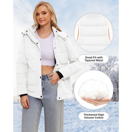 WULFUL Women's Winter Coats Lightweight Warm Thicken Puffer Jacket Waterproof Quilted Winter Jackets with Removable Hood