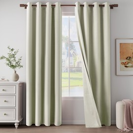 100% Blackout Linen Textured Curtains 84 Inch Length 2 Panels Set for Living Room, Bedroom, Light Weight Curtains with Grommets Top, Full Blackout Curtains Privacy Protection, Beige, 52" W x 84" L