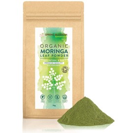 Spring Blossom 1KG Moringa Superleaf Powder Oleifera 100% Organic Raw Premium Quality Non-GMO Healthy Vegan Superfood Food Supplement Rich in Protein, Amino Acids, Antioxidants, Dietary Fibre, Vitamins & Minerals
