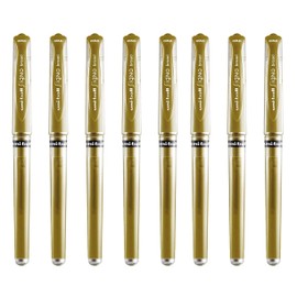 uni-ball Signo Pen Broad Metallic Gel Ink Rollerball - Metal 1mm Tip Nib 0.65mm Line Width With Rubber Grip - UM-153 - Gold (8)