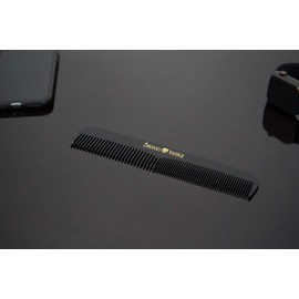 Barbers Vintage Classic Hair Comb for Men. Deluxe Handmade Fine & Coarse-Tooth Comb for Grooming Hair/Beard/Moustache (18cm / 7.1 inch) (Black)