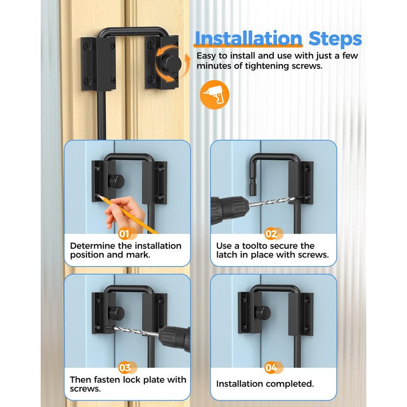 Sliding Door Loop Lock with Rotary Locking, Heavy Duty Aluminum