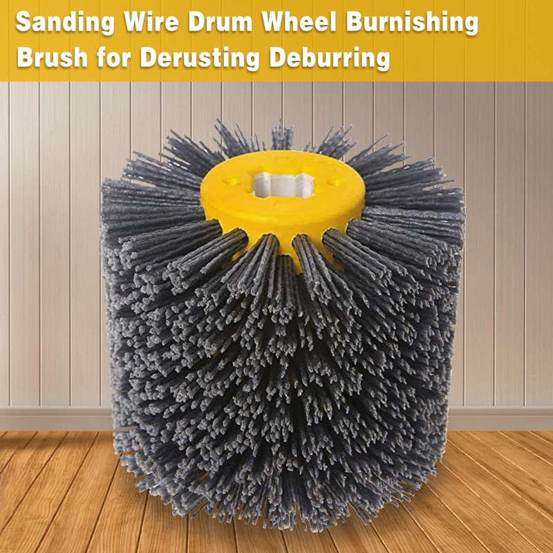 Shineboc Abrasive Nylon Wire Drawing Wheel Drum Brushes, 120 Grit