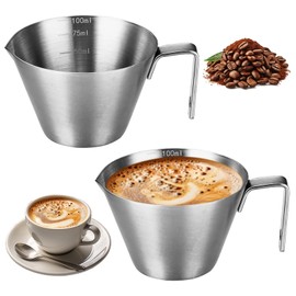 2 Piezas Taza Espresso, 304Tazas para Espresso,Taza Medidora Espresso,100 ml/3.4 Oz,Tazas Para Espresso, Accesorios para Café, Lavaplatos, Congelador y Microondas