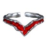 NicoWerk SRI939 Women's Silver Ring 925 Sterling Silver Textured Red Elegant Eye-catching Bordeaux Point, Adjustable Open, Metal