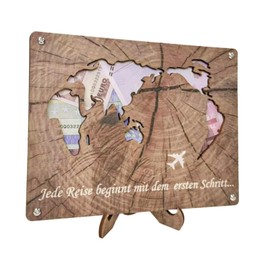 Money Gift Wooden Farewell Gift Original Money Gifts for Birthday I Graduation Gift Money Packaging I Thank You Gifts Wedding and Party (World Map)