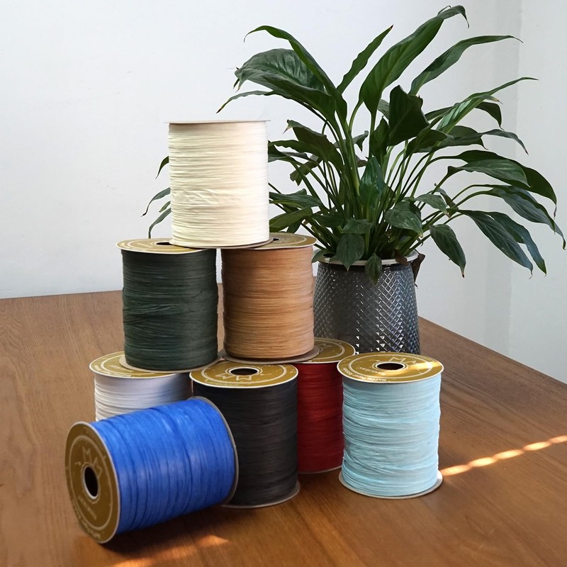 HAMUIERS Raffia Ribbon for Gift Wrapping, Packing Paper Twine, Raffia