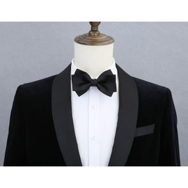 NANNVUTION Men's Accessory Double Layers Classic Adjustable Pre-Tied Bow Tie Suit for Wedding Formal Events Butterfly, Black, One Size