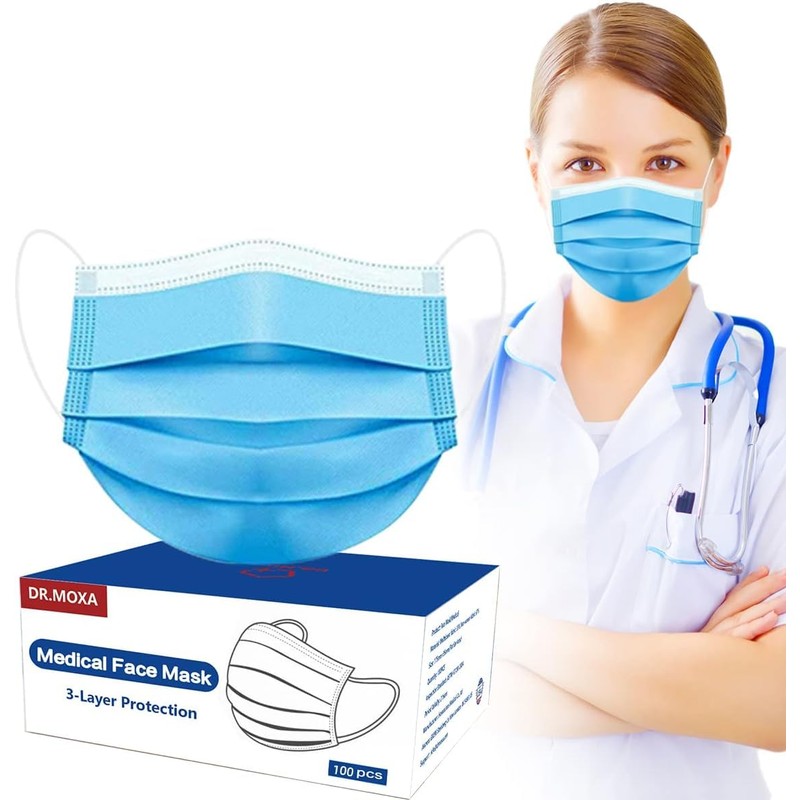 100 Pack Disposable Face Masks ASTM Level 2, Medical Grade