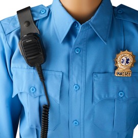 JAY-PEE Two-Way Radio Microphone Holder Epaulet Shoulder Leather Mic Clip Slot for First Responder Uniforms. Black Snap