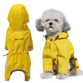 AblePet Puppy Dog Raincoat Hooded Slicker Poncho with Reflective Strap/Leash Hole Windproof Jacket for Small Medium Dogs(XL, Yellow)