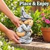 Mini Funny Resin Garden Gnome Statue, 5.12-Inch Small Outdoor Dwarf
