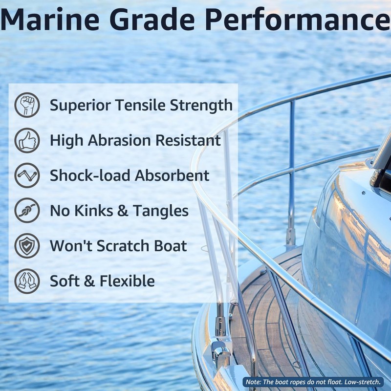 PACTHSD 1/2" x 20' Dock Lines, 2 Pack Double Braid