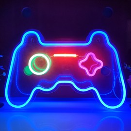 JYWJ Gamepad Neon Signs,USB Interface With Switch,Decorations For Bedroom,Bars,Commercial Venues,And Various Holiday Parties Game Controller Neon Light (Blue+Pink)