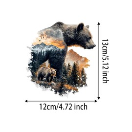 2pcs 4.72"x5.12" Bear and Mountain Scenery Vinyl Decal Sticker, Waterproof and Scratch Resistant Self-Adhesive Sticker, Suitable for Cars, Laptops, Windows, Walls - Smooth Surface Adhesion |#CZ312