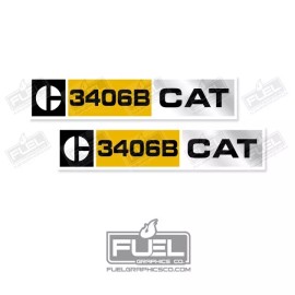 Aftermarket Caterpillar 3406B Diesel Engine Replacement Vinyl Decals Stickers x2