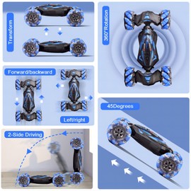 YEMIAI 1:10 Gesture Sensing RC Stunt Car, 2.4Ghz 4WD Hand Controlled RC Car, Toys for Ages 8-13, Hand Control Drift Remote Control Twist Cars Offroad 360° Rotation with Lights Music, Gifts for Kids