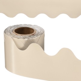 PATIKIL Bulletin Board Border, 41 Feet Poster Chalkboard Cork Decoration Trim Scalloped Borders Wall Decor for Classroom Office Locker, Morandi Light Yellow