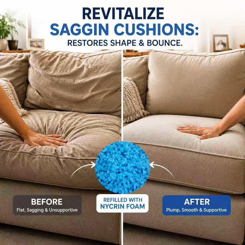 Blue 10Ibs Shredded Memory Foam Filler for Bean Bags, Pillows