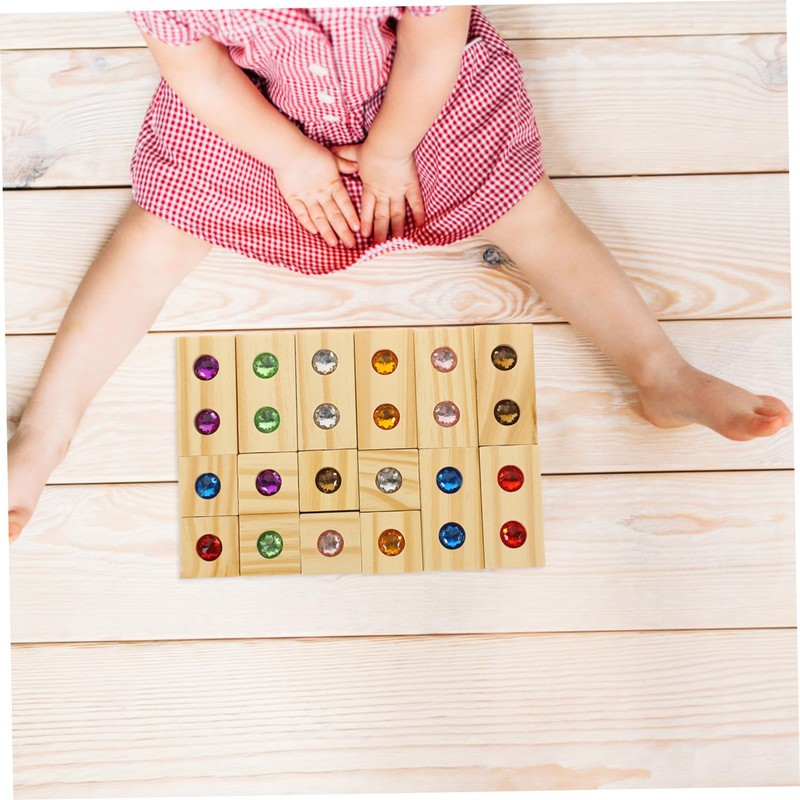 BESTonZON 1 Set Wooden Rainbow Blocks Stacking Blocks Rainbow Gemstone