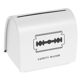 Outanaya Razor Blade Storage Box Razor Blade Disposal Container Shaving Blade Disposal Holder Razor Disposal Container Razor Blade Bank Hair Shaving Storage Case White Tinplate