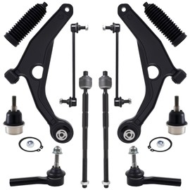 AUQDD 12Pc Front End Suspension Kit Fit For 2009-2020 Do-dge Journey, 2 Lower Control Arm 2 Ball Joint 2 Sway Bar Link 4 Outer Inner Tie Rod End 2 Boots (# K641333 K750382 EV800611 ES800408 K500120)