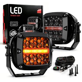 AUDEXEN 3.5 Inch Square LED Pods Lights 99W - Heavy-Duty Offroad Driving Light with DT Connector, 800% Bright Work Lights Flood Spot Beam, Sq-Series LED Fog Lamp for Jeep Trucks ATV UTV RZR SUV