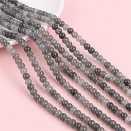 Gemstone Beads Agate Stone Dragon Pattern Round 8 mm Semi-Precious Stone Natural Stone with Hole for Threading for Jewellery Making (Grey)